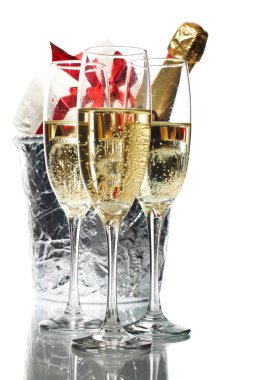 Champagne flutes and ice bucket clipart