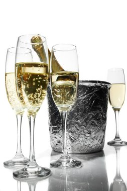 Champagne flutes and ice bucket clipart