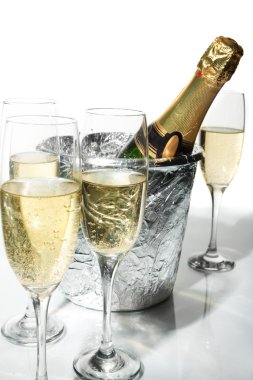 Champagne flutes and ice bucket clipart