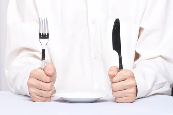Tablewares knife a plug — Stock Photo, Image