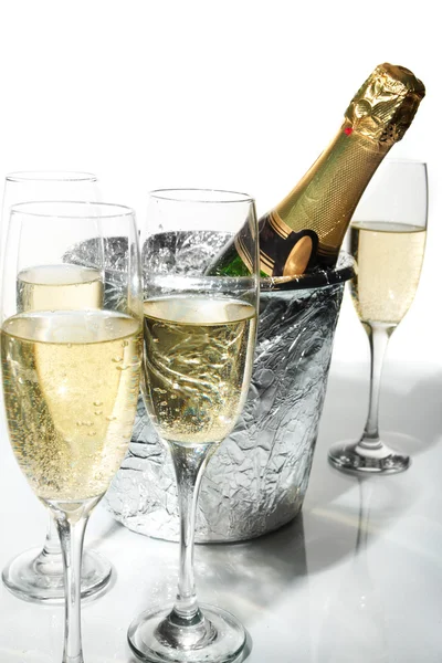 Šampaňské flétny a LED — Stock fotografie