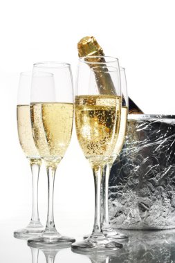 Champagne flutes and ice bucket clipart