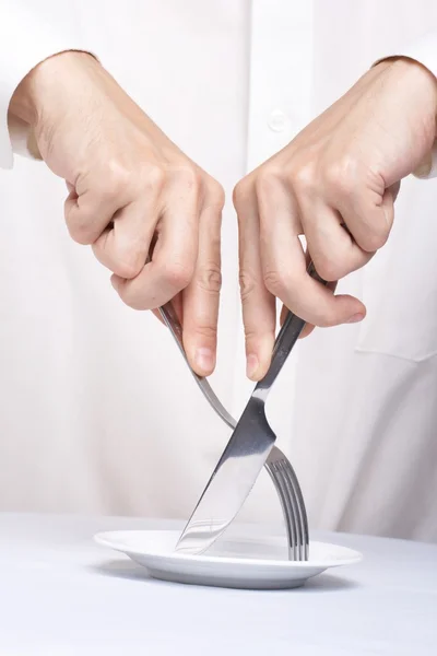 Table wares knife a plug — Stock Photo, Image