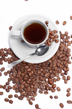 fincan kahve, kahve tahıl üzerinde mal ile