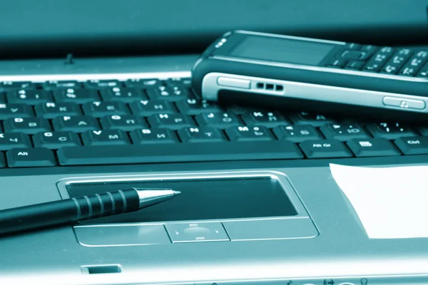 Notebook, phone, business technology — Stock Photo, Image