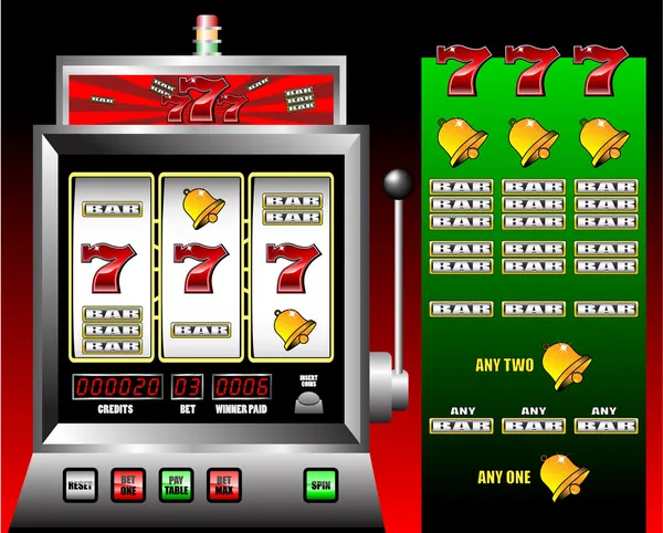 Sorte sete slot machine vector illustra — Vetor de Stock