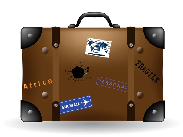 Vieille valise de voyage marron illustration — Image vectorielle