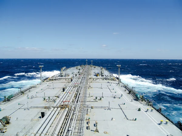 Oil tanker ship on open rough sea — Stock Photo, Image