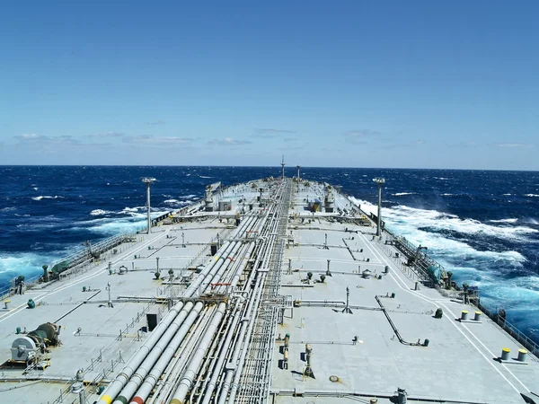 Oil tanker ship on open rough sea — Stock Photo, Image