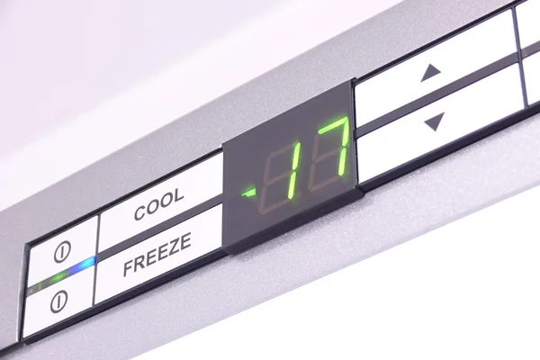 Electronic Fridge Freezer Thermometer In Celsius And Fahrenheit Degrees  Stock Photo, Picture and Royalty Free Image. Image 132482140.