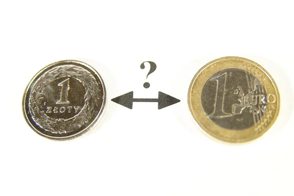 Zloty vagy euro — Stock Fotó