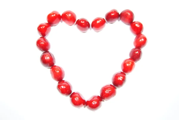 Stock image Heart make by sweet cherry fruits