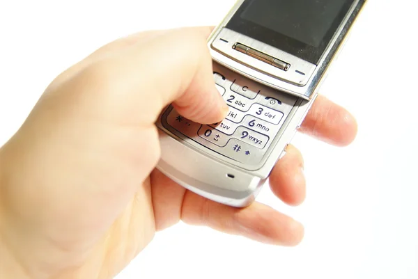 Mobilní telefon v ruce — Stock fotografie