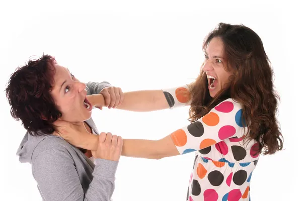 Dvě mladé ženy boj — Stock fotografie