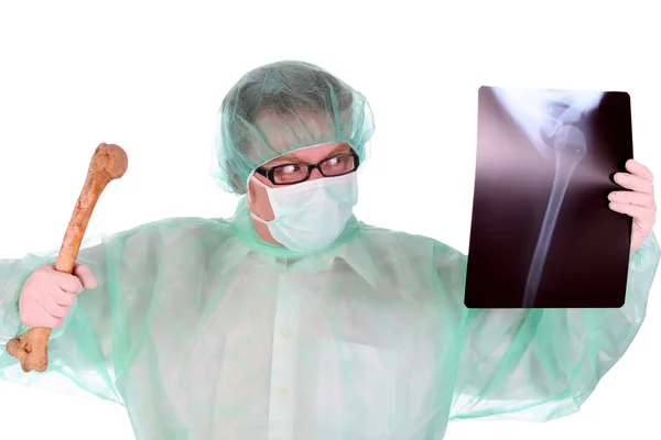 Cirujano con rayos X y hueso —  Fotos de Stock