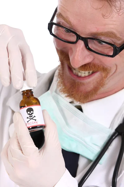 Docteur avec bouteille de poison — Photo