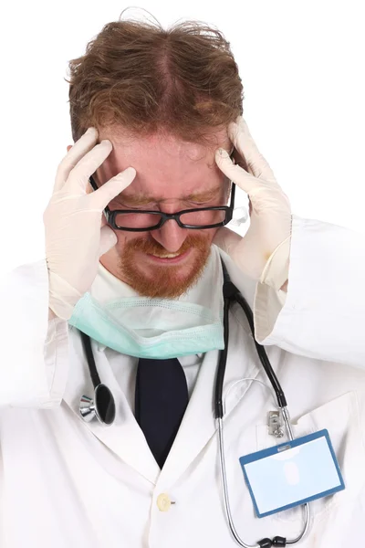 Médico com dor de cabeça — Fotografia de Stock