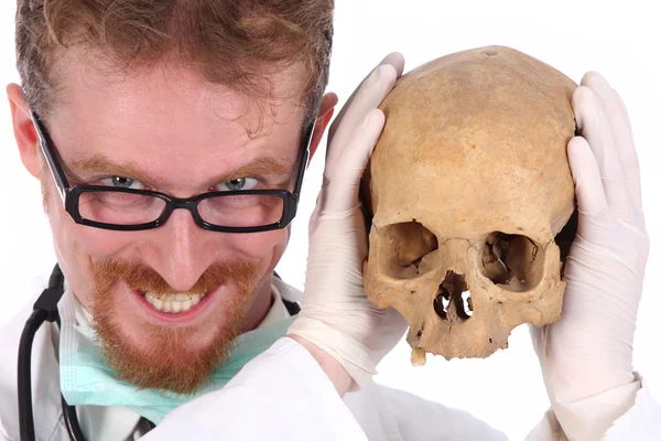 Doctor with skull — Stock Photo, Image