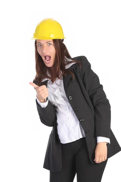 Young businesswoman with helmet — Stock Photo, Image