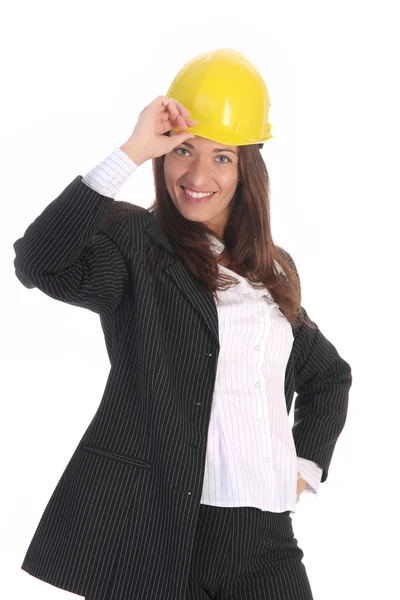 Молода бізнес-леді з шоломом — стокове фото