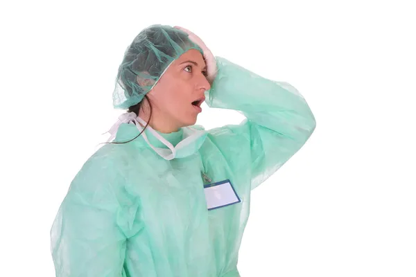 Křik šokován zdravotnický pracovník — Stock fotografie