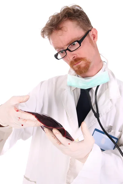 Detalhes um médico pesquisa carne — Fotografia de Stock