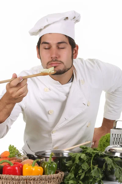 Young chef smelling — Stock Photo, Image