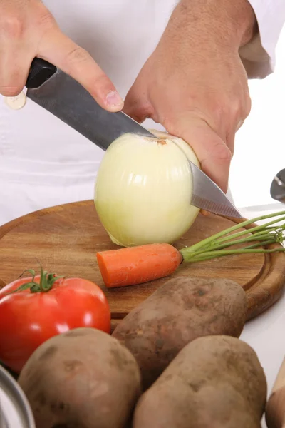 Cutting onion — Stock Photo, Image