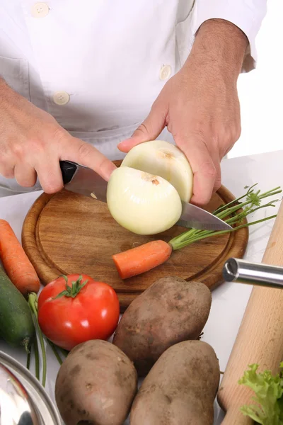 Cutting onion — Stock Photo, Image