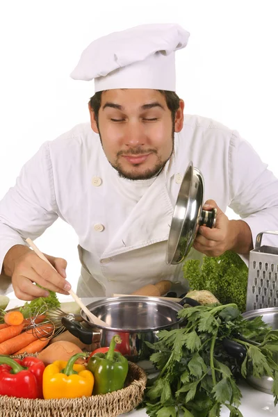 Chef cheirando — Fotografia de Stock