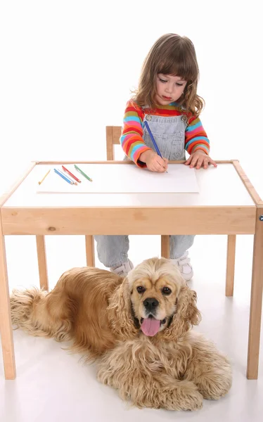Schönheit ein kleines Mädchen und Hund — Stockfoto
