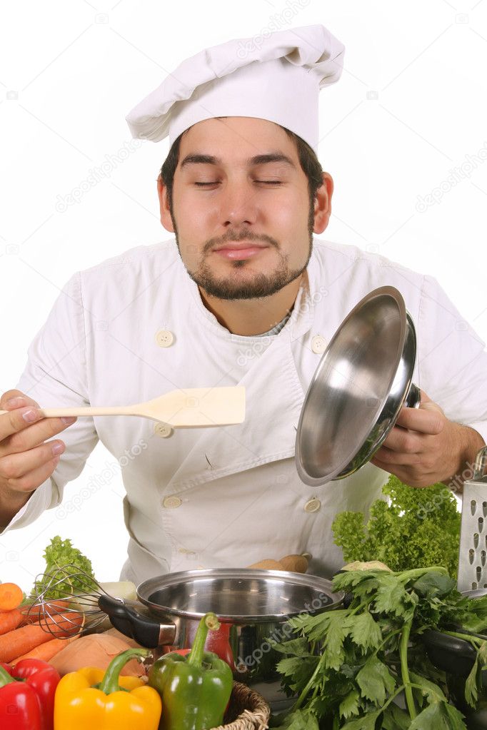 Chef smelling