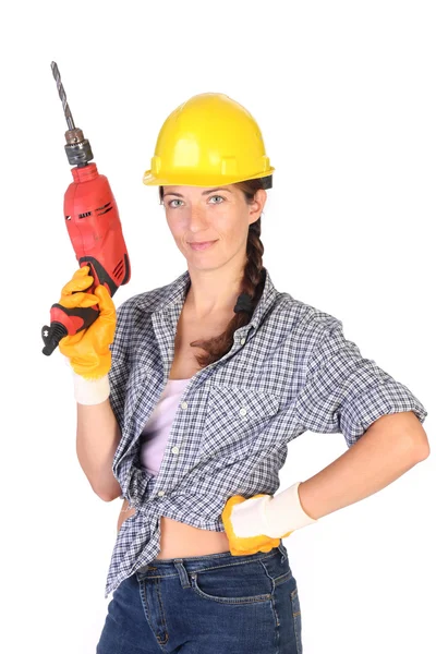Beauty woman with auger — Stock Photo, Image