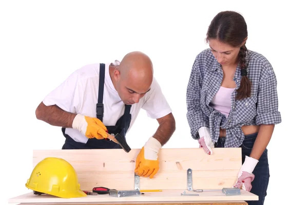 Byggnadsarbetare i arbetet — Stockfoto