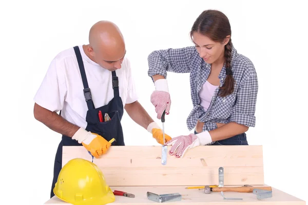 Werknemers in de bouw op het werk — Stockfoto