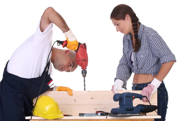 Construction workers at work — Stock Photo, Image