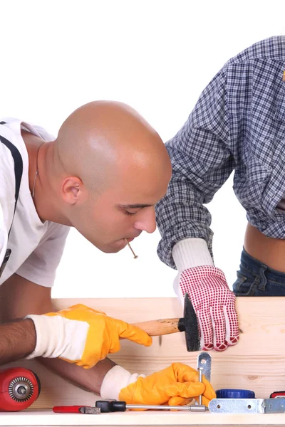 Stavební dělníci při práci — Stock fotografie