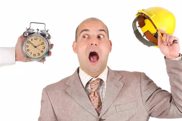 Hombre de negocios mirando la alarma del reloj —  Fotos de Stock