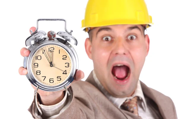 Hombre de negocios mirando la alarma del reloj — Foto de Stock