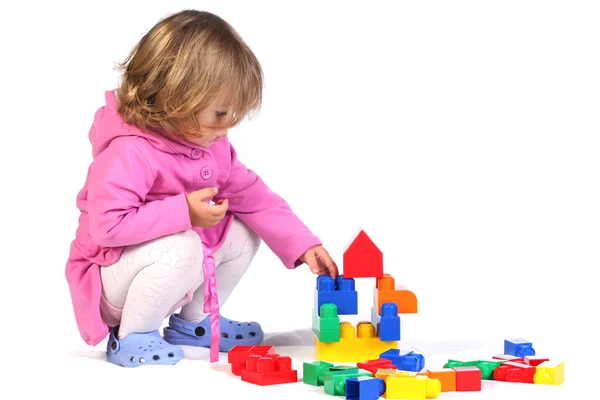 Girl with colorful blocks Royalty Free Stock Images
