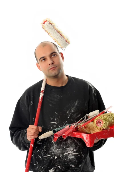 stock image House painter with paint roller