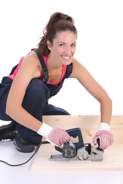 Woman carpenter at work — Stock Photo, Image