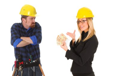 Construction worker and businesswoman clipart