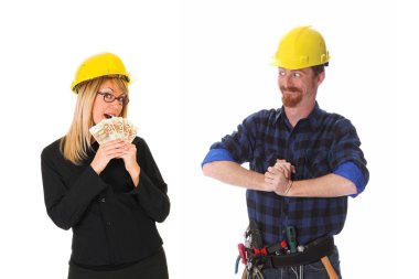 Construction worker and businesswoman clipart
