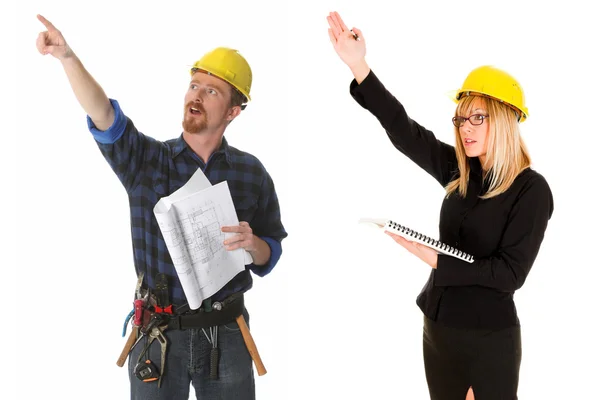 Bauarbeiter und Architekt — Stockfoto