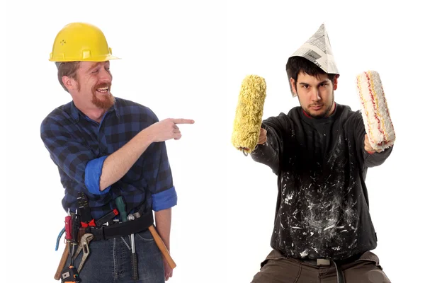 Bauarbeiter und Maler — Stockfoto
