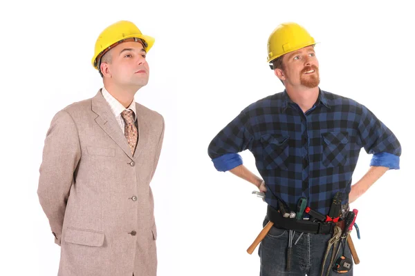Byggnadsarbetare och arkitekt — Stockfoto