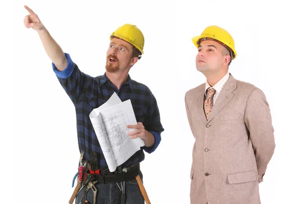 Trabajadores de la construcción y arquitecto —  Fotos de Stock