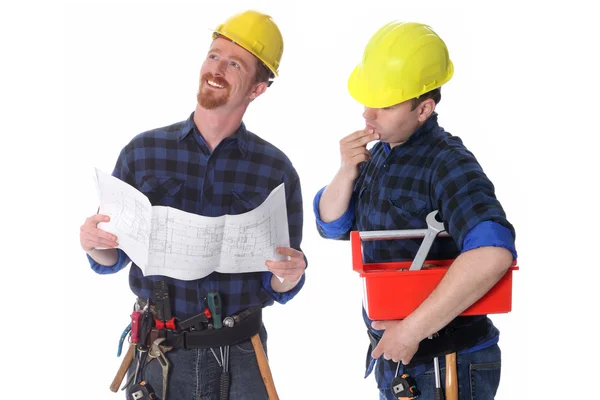 Два строителя — стоковое фото