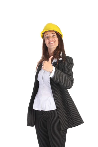 Junge Geschäftsfrau mit Helm — Stockfoto